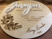 Load image into Gallery viewer, Plaque - Beautiful Nursery Plaque as Keepsake for Birth Announcement/Stats
