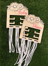 Load image into Gallery viewer, This Bow Holder shows Pink Acrylic with White Cord for the Bows
