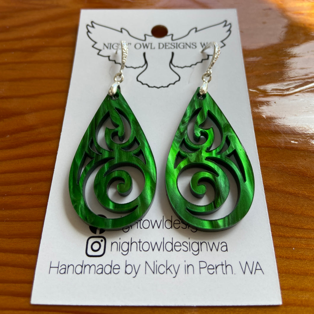 Earrings: Intricate Curled Teardrop Dangles