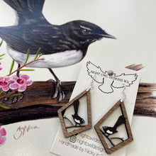 Load image into Gallery viewer, Earrings: Willy Wagtail Walnut Dangles
