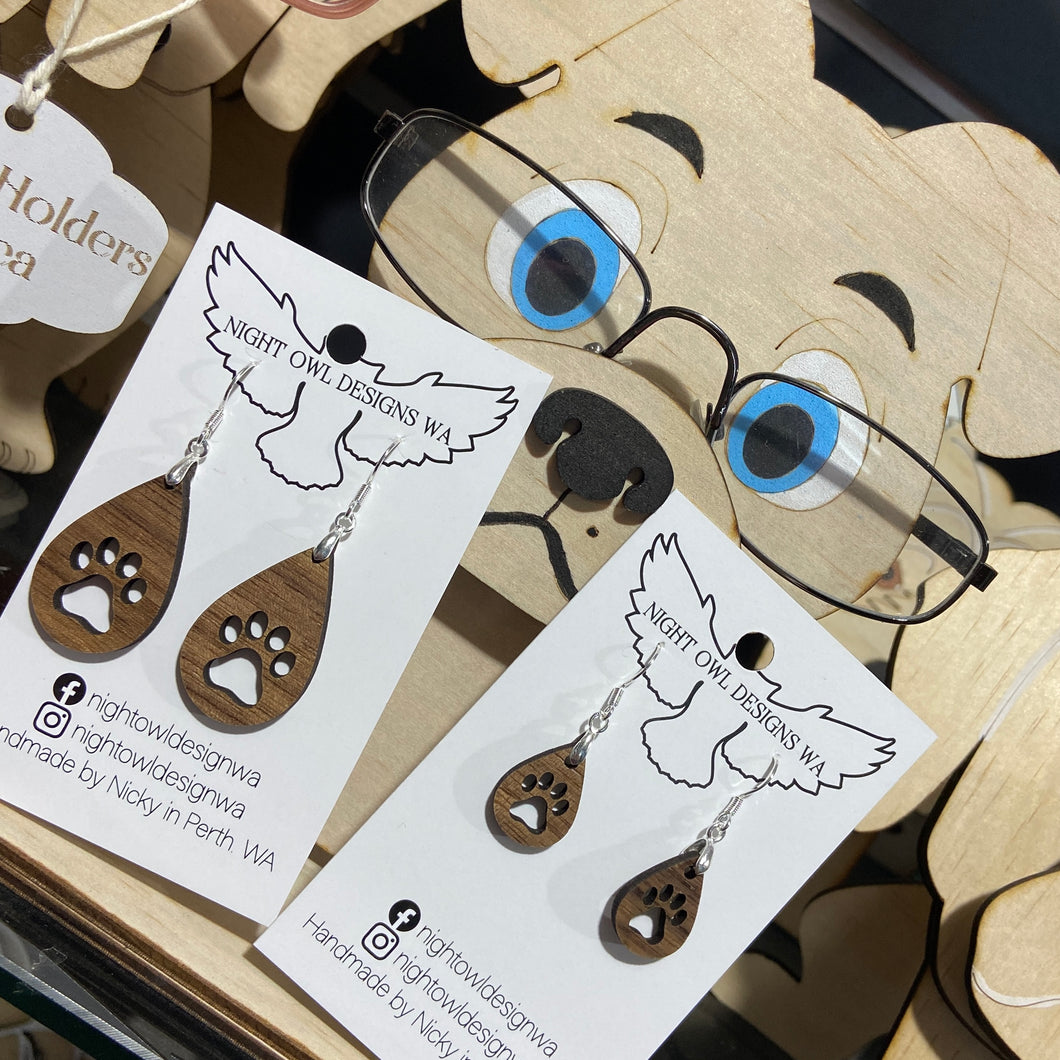 Earrings:  Medium Pawprint Cutout Dangles