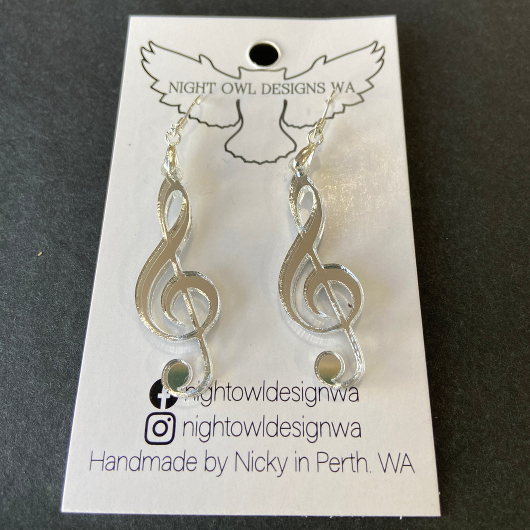 Earrings:  Silver Treble Clef Dangles