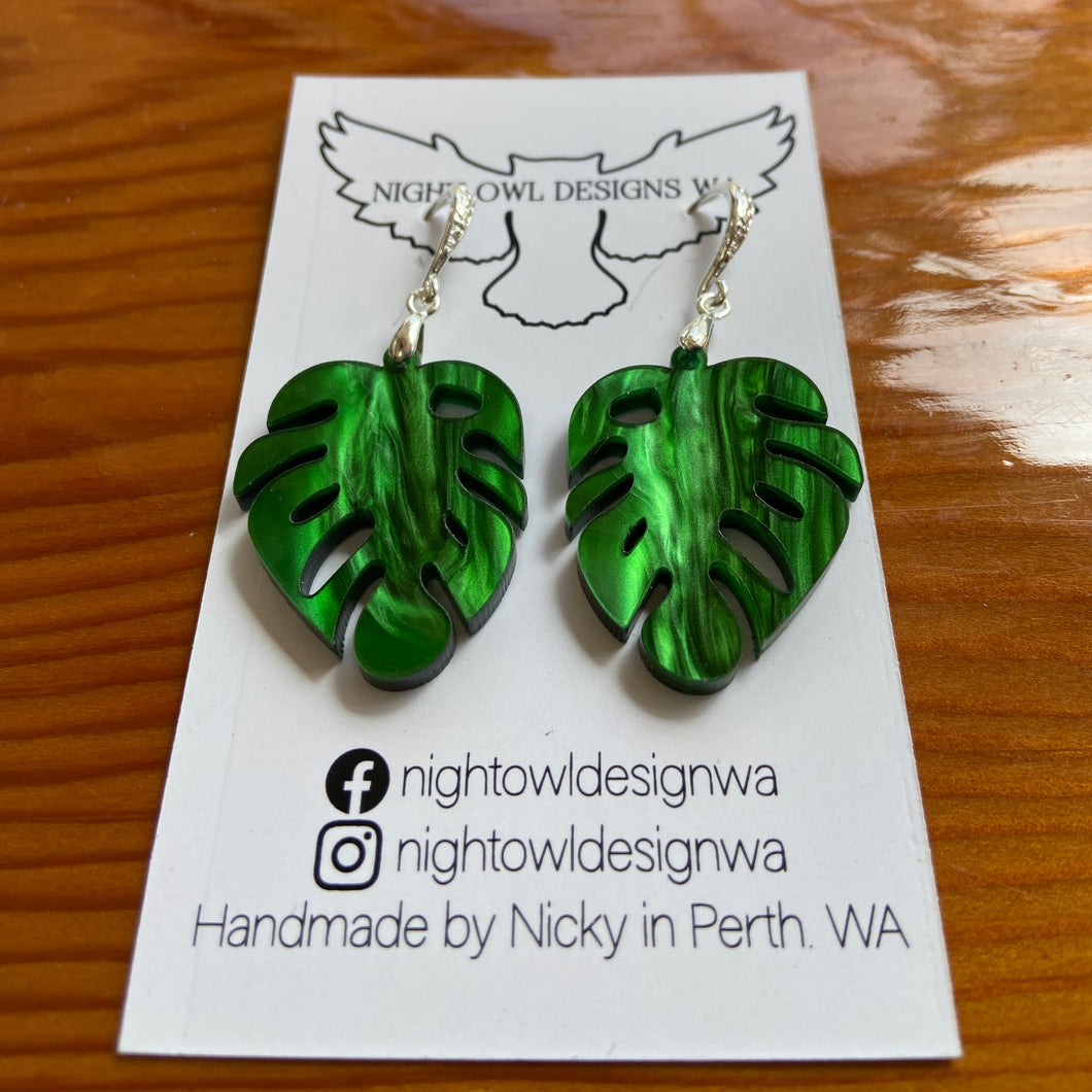 Earrings:  Monstera Leaf Dangles