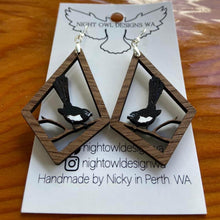 Load image into Gallery viewer, Earrings: Willy Wagtail Walnut Dangles
