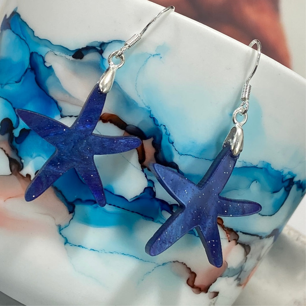 Earrings:  Dark Blue Star Dangles